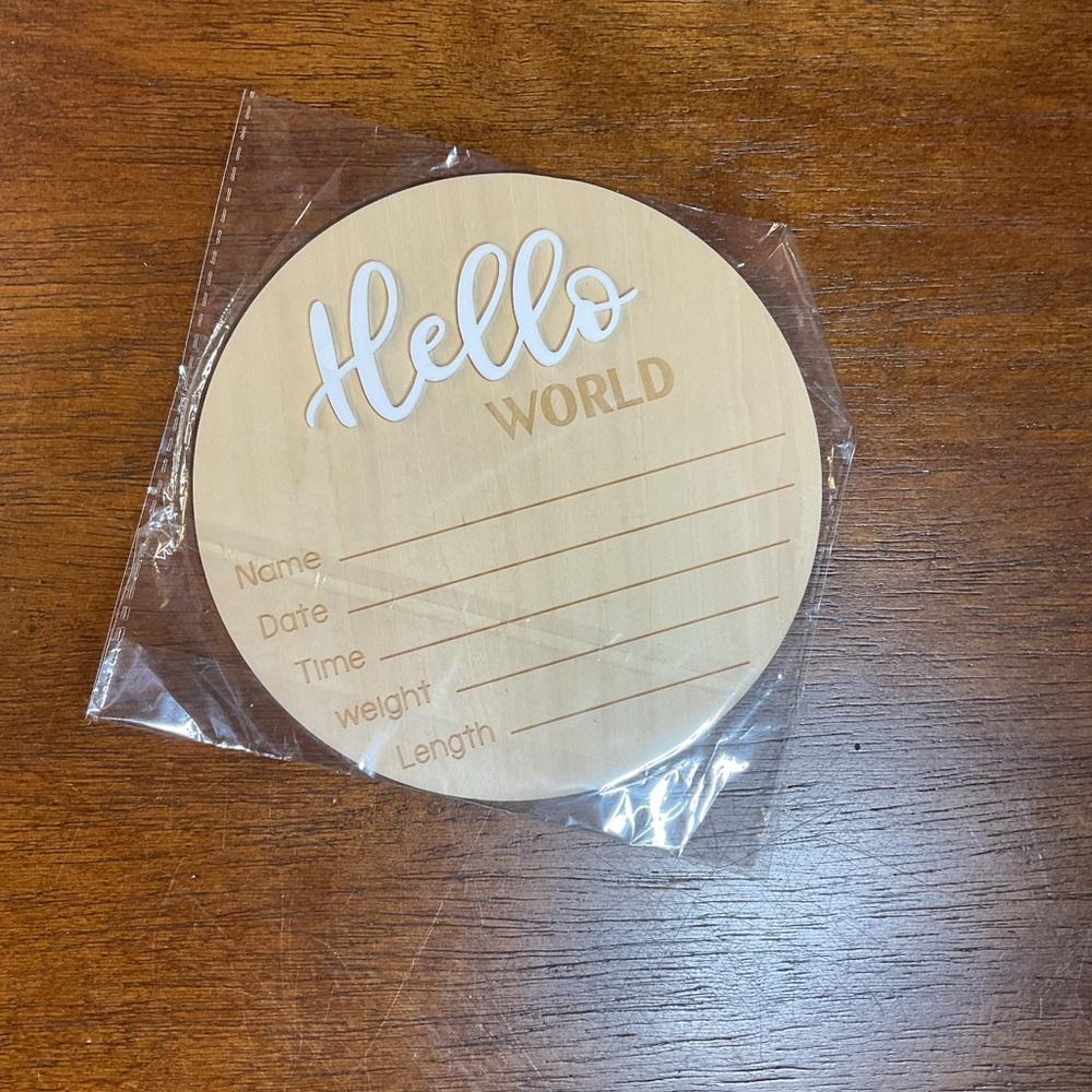 Wooden Baby Announcement Disc